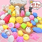 Squishies 40pcs Mochi Squishy Toys Party Favors for Kids Stocking Stuffers Mini Kawaii Squishy Treasure Box Toys for Classroom Prizes Fidget Toys Goodie Bag Christmas Easter Egg Fillers Gift for Kids