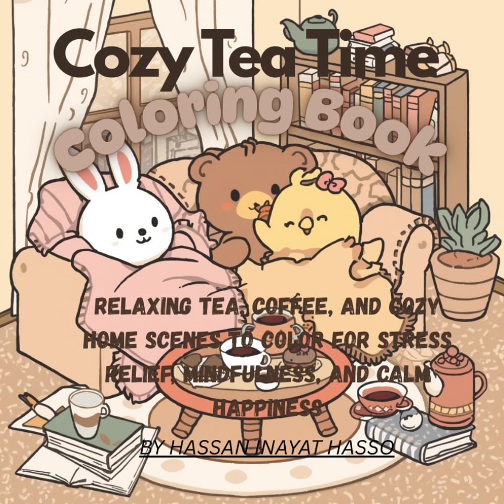 Cozy Tea Time Coloring Book: Relaxing Tea, Coffee, and Cozy Home Scenes to Color for Stress Relief, Mindfulness, and Calm Happiness
