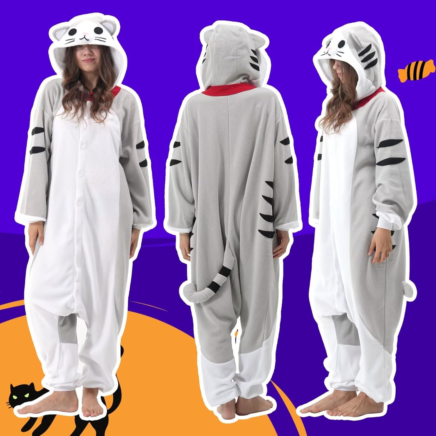 Unisex Adult Onesie Pajamas, Animal Halloween Costume, One-Piece Cosplay Sleepwear for Men and Women - Image 2