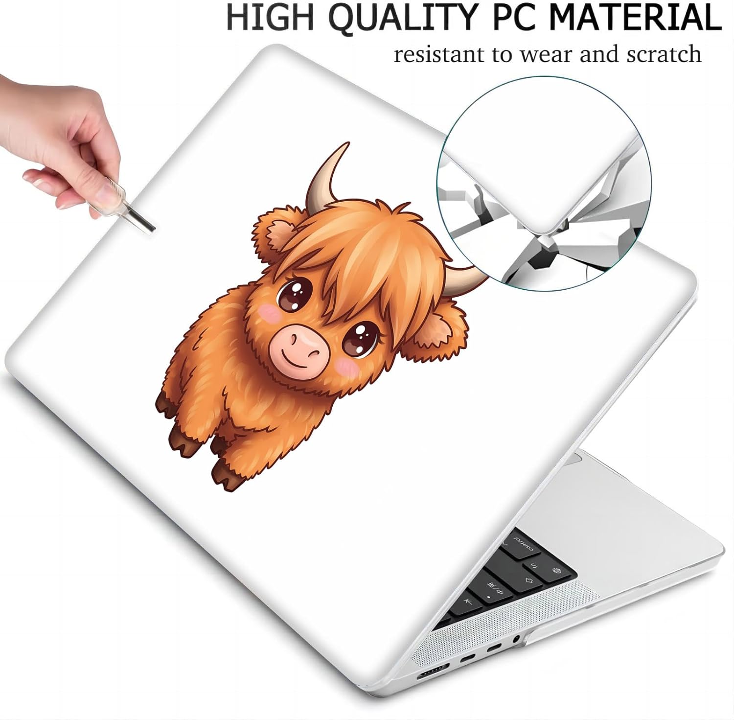 Compatible with MacBook Neo 13-inch, Hard Shell Case with Keyboard Cover and Screen Protector (A3404 A18 Pro chip, 2026 Release) - Highland Cow MC22354