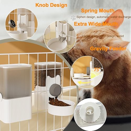 Miniatura 4 de Comedero para conejos para jaulas, alimentador automático colgante para gatos y dispensador de agua, accesorios para jaula de hurones, cuenco