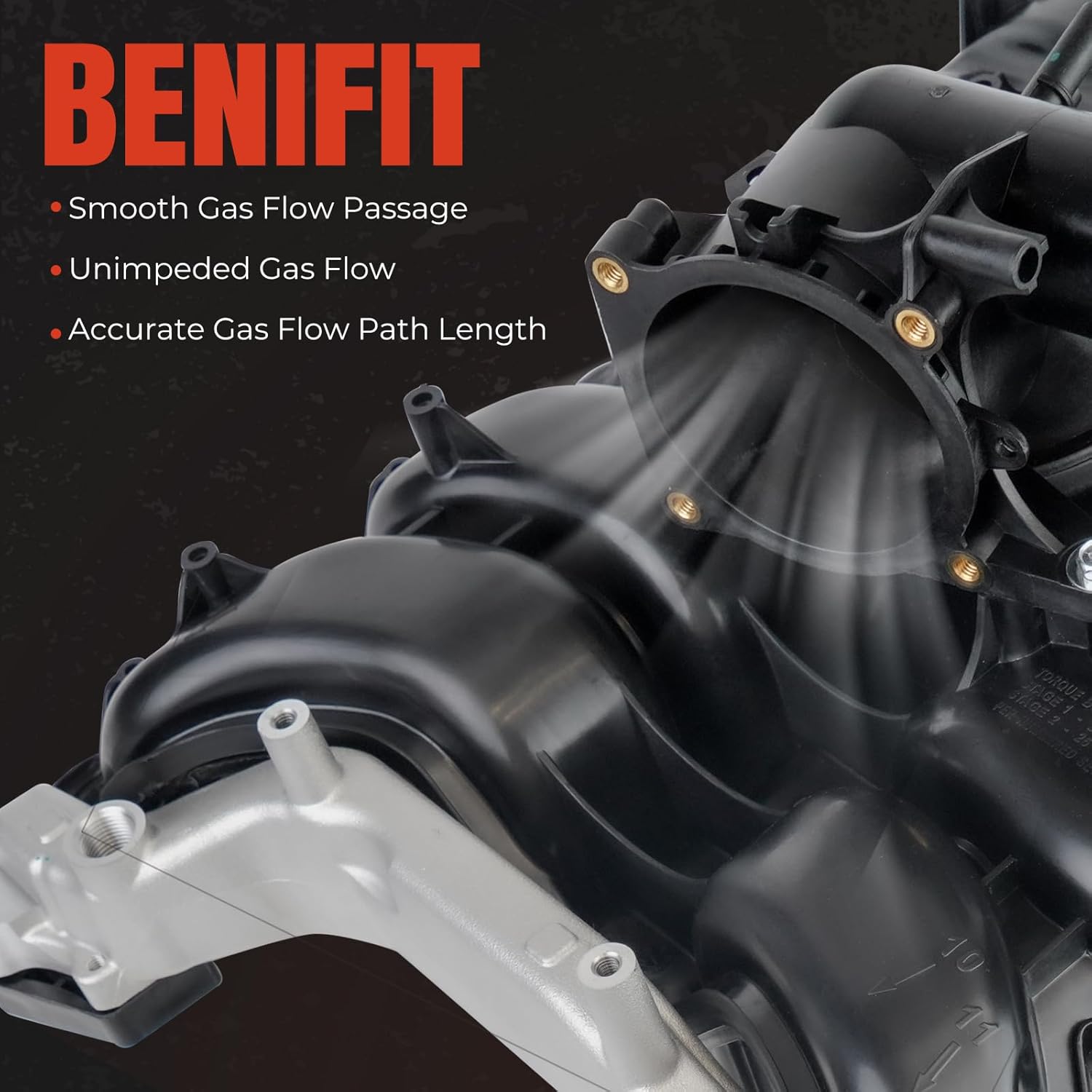 Engine Intake Manifold Compatible with Ford F-150 2007 2008 Lobo 2007 2008 2009 2010 2011 E-150 2007 2008 E-250 2007 2008 4.2L 4.6L 5.4L 6.2L V6 V8 Replaces 7L3Z-9424-F 019495456162 615-375