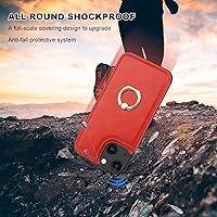 Vista 7 de ONETOP - Funda tipo cartera para iPhone 13 con soporte para tarjetas, anillo de rotación de 360°, bloqueo RFID, piel sintética, doble cierre Rojo