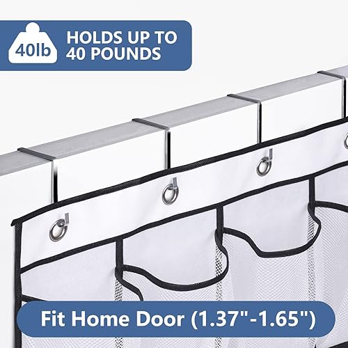 Miniatura 4 de MISSLO Paquete de 2 zapateros colgantes con 28 bolsillos grandes, organizador de zapatos, colgador de almacenamiento para armario, soporte de malla,