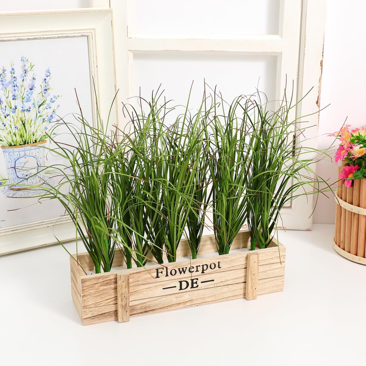 Artificial Grass Plants, Fake Tall Grass 12pcs Cattails Adornments Artificial Greenery Stems Fake Outdoor Plants for House Home Indoor Outdoor Office Room Gardening Christmas - Image 5