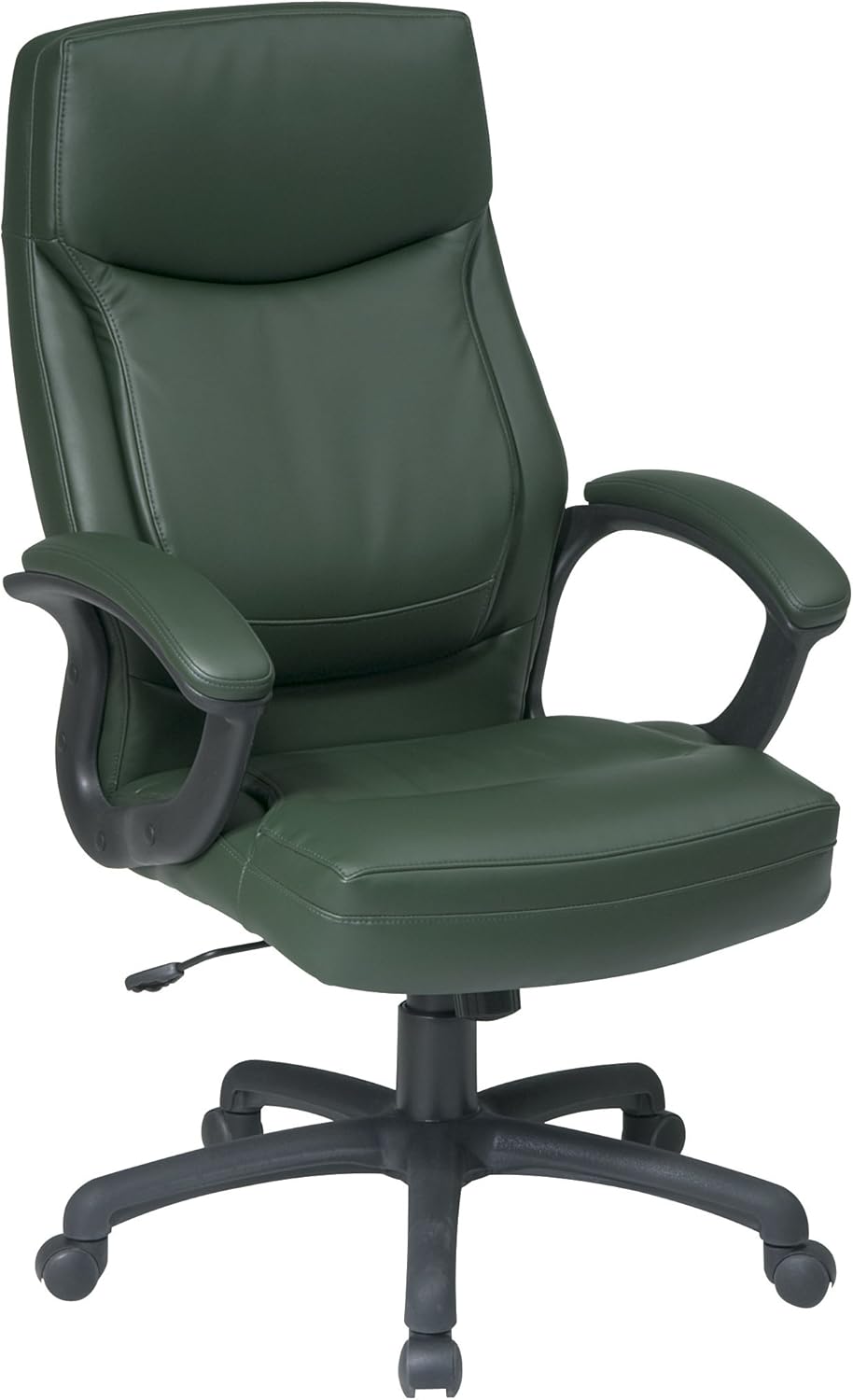 Office Star EC Series Executive Bonded Leather High Back Adjustable Office Chair with Thick Padded Contour Seat and Locking Tilt Control, Black