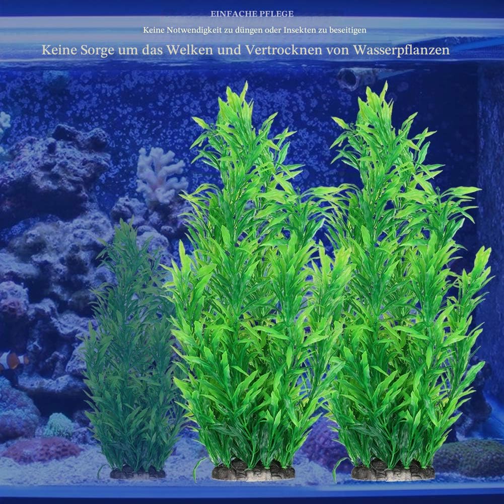 GOTOTOP 2 Stück künstliche grüne Gras, Simulation Grünes Gras, Wasserpflanze, für Aquarium, Dekoration, Dekoration unter Wasser, aus Kunststoff