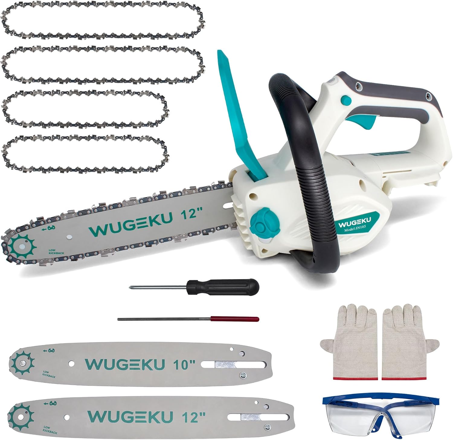 12" & 10" Electric Chainsaw Cordless, Brushless Battery Chainsaws for Makita & Dewalt Battery - 4 x Chains, Auto Oiler, Tool-Free Chain Tension, Safety Lock (Battery Not Included)