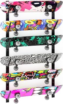 Skateboard Wall Mount, 6 Floors Skate Board Wall Display Hanger Rack, Ski Holder,Snowboard Wall Mount for Storage Longboard Deck Organize