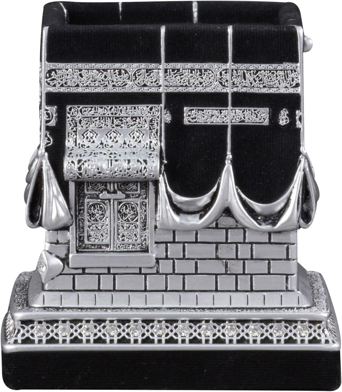 Islamic Home Decoration, Muslim Table Art Decor, Kaaba Replica Model, Ramadan Eid Gifts for Muslim, Bookend, Islamic Turkish Decor, Size: Medium, Color: Silver