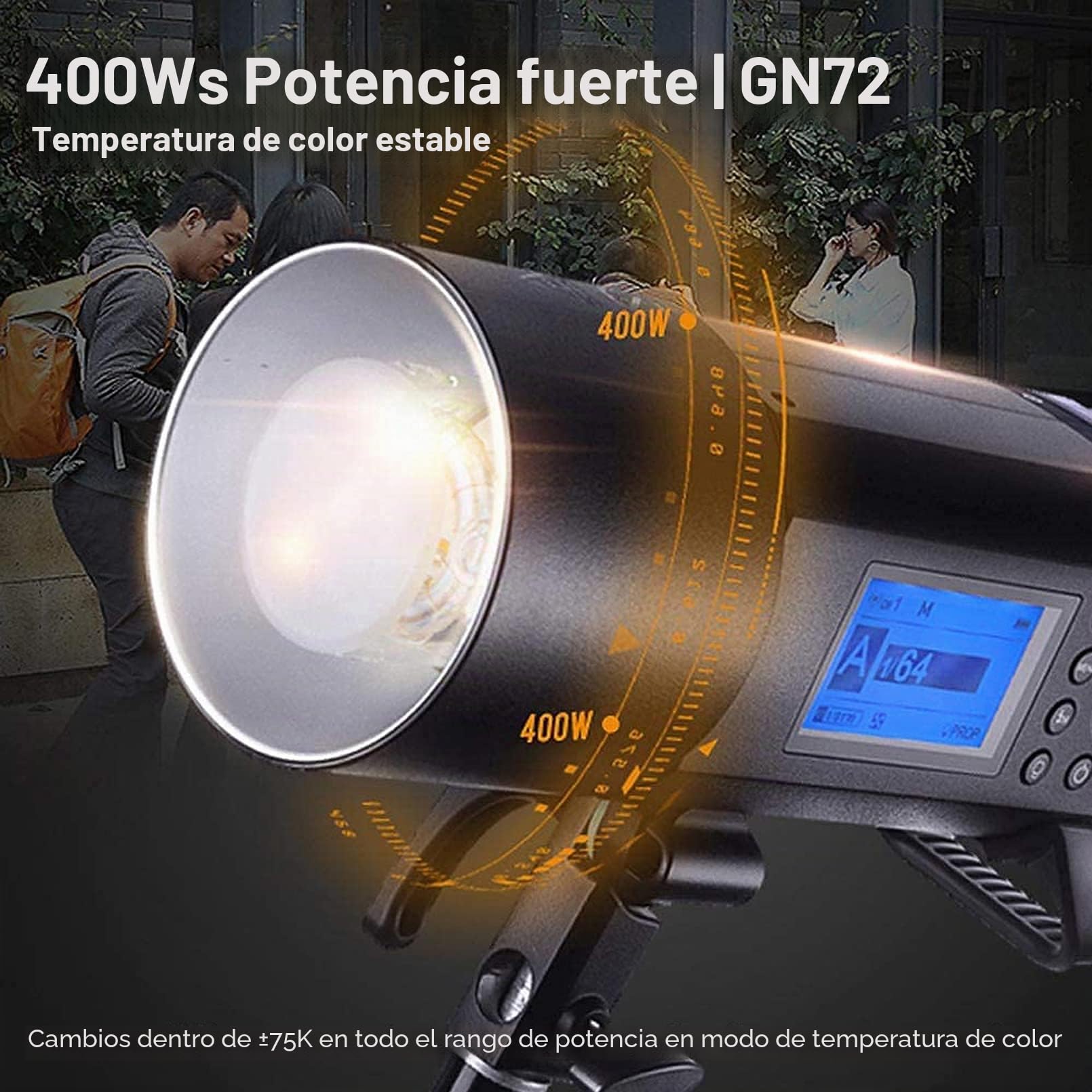 Godox AD400 Pro AD400Pro Flash estroboscópico para Exteriores, 400W 2.4G TTL 1/8000 HSS Monolight, 0.01-1s Reciclaje, 30W LED Lámpara de Modelado