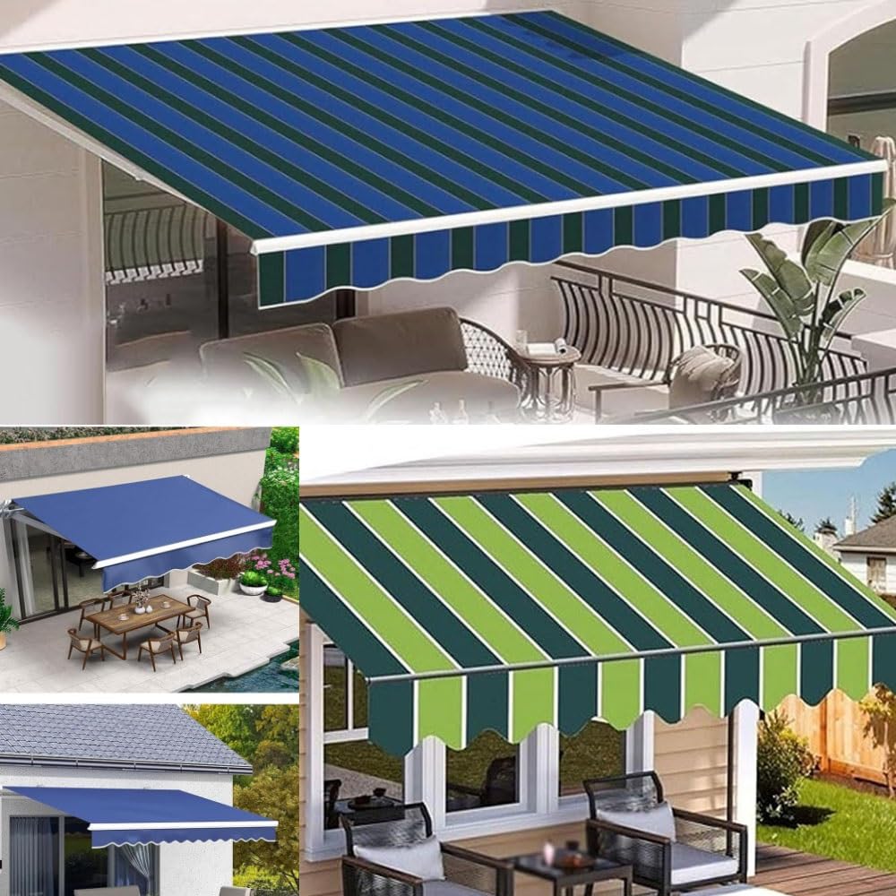3 m wasserdichter, einziehbarer Sonnenschutz, Markisenstoff, Ersatz, gestreiftes Segeltuch für Balkon- und Terrassentür, Sunsetter Markise, 6 x 3 m