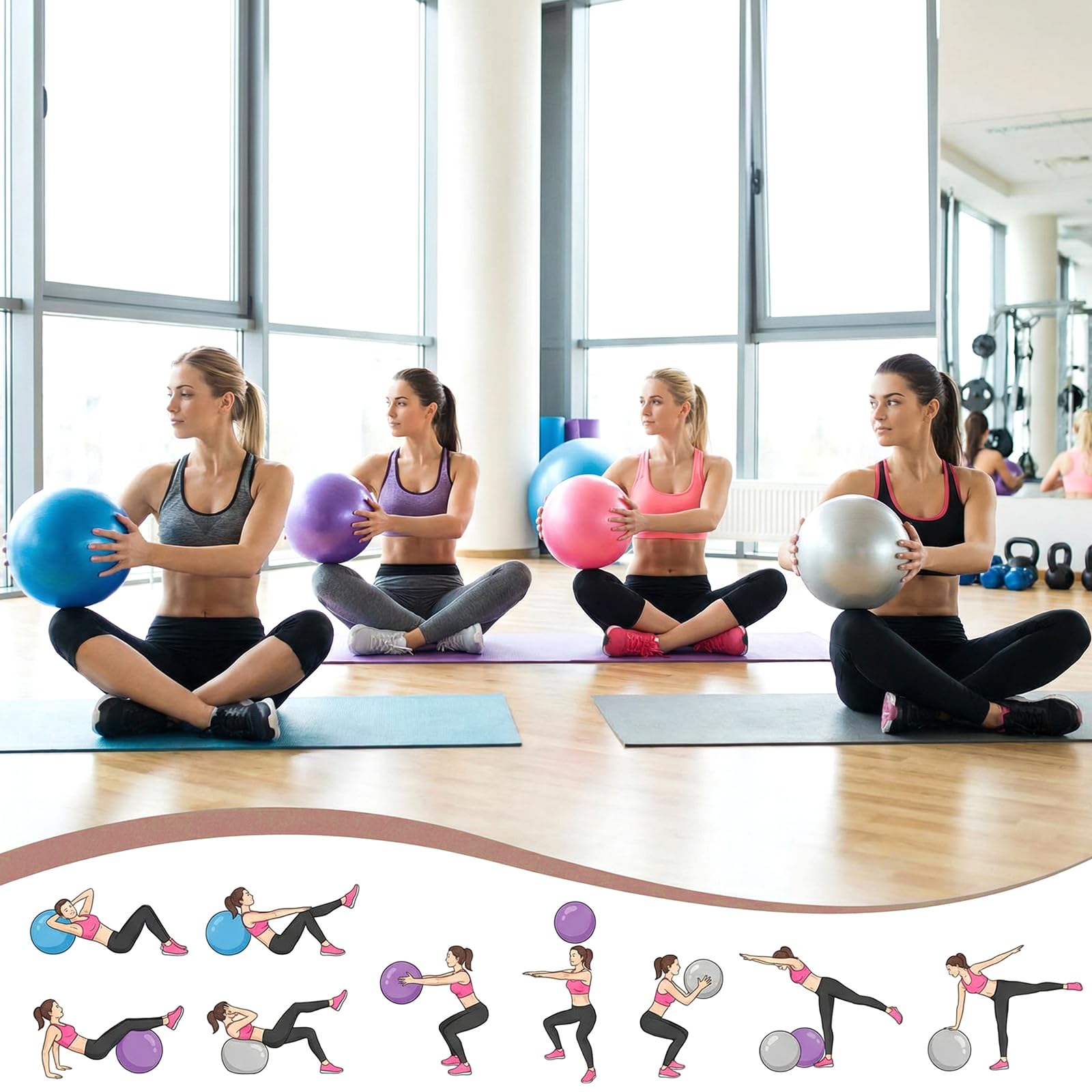 Kifmurase 20 mini palline da pilates per esercizi di pilates, 22,9 cm | Scoppio e antiscivolo, palline da yoga, per stabilità, fitness, fisioterapia, stretching e allenamento di forza