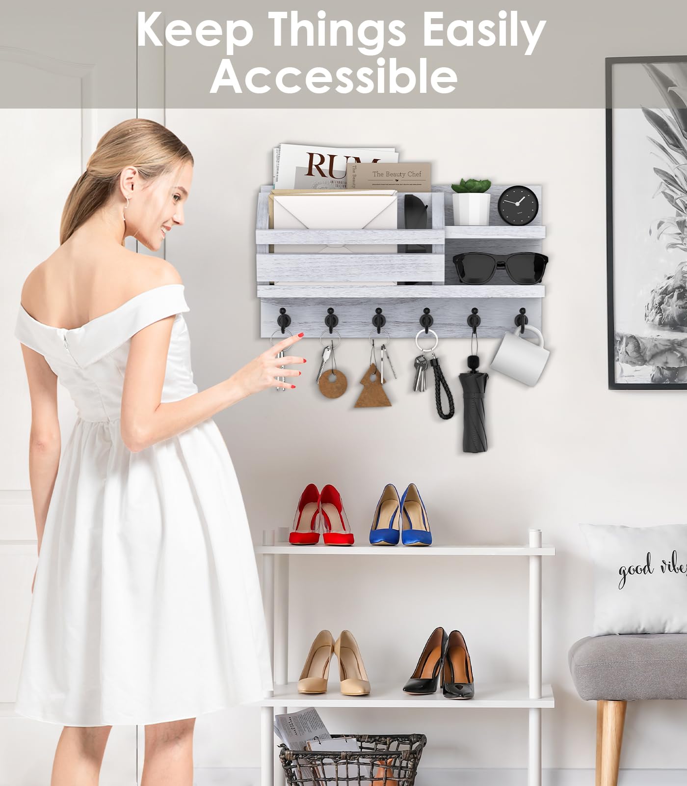 Portachiavi Da Parete Home Sweet Home - 10 Ganci Metallico, Design Moderno Per Ingresso - Foto 4