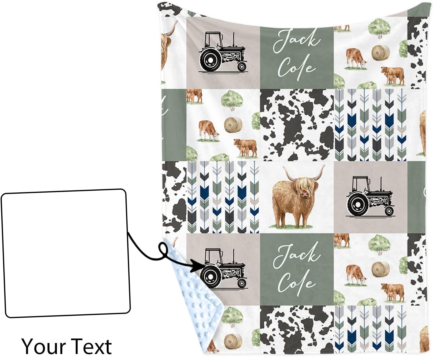 Personalized Baby Blanket for Boys Girls – Forest Grid Design Custom Name Baby Blankets, Soft Receiving Blanket for Newborns, Custom, Animal Theme Nursery Decor for Toddlers