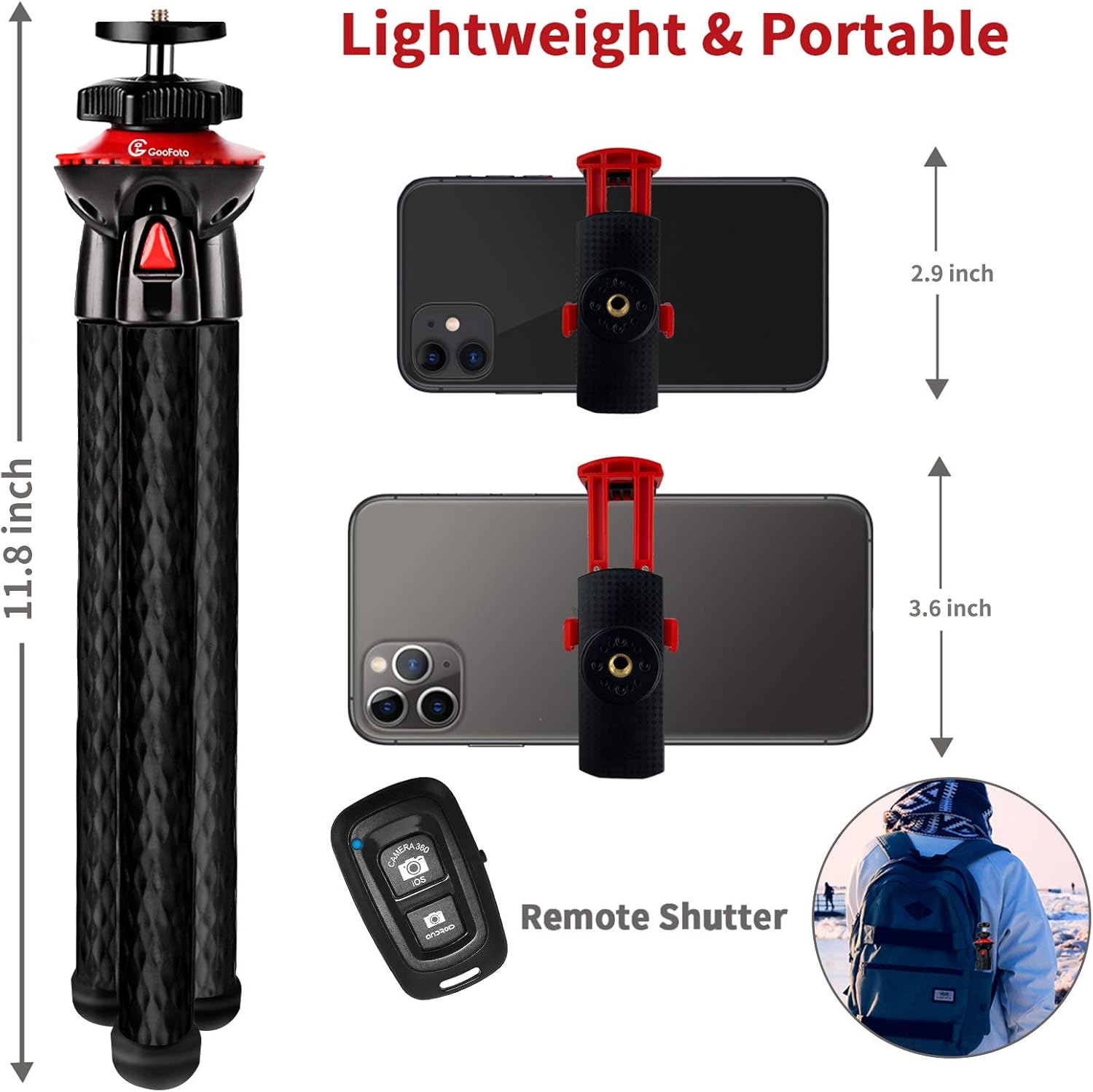 Blасk Frіdау - 70% оƒƒ GooFoto Flexible Cell Phone Tripod with Wireless Remote Shutter & Universal Phone Mount, Bendable Mini Tripod Stand Holder Compatible with iPhone/Android Phone/Cameras