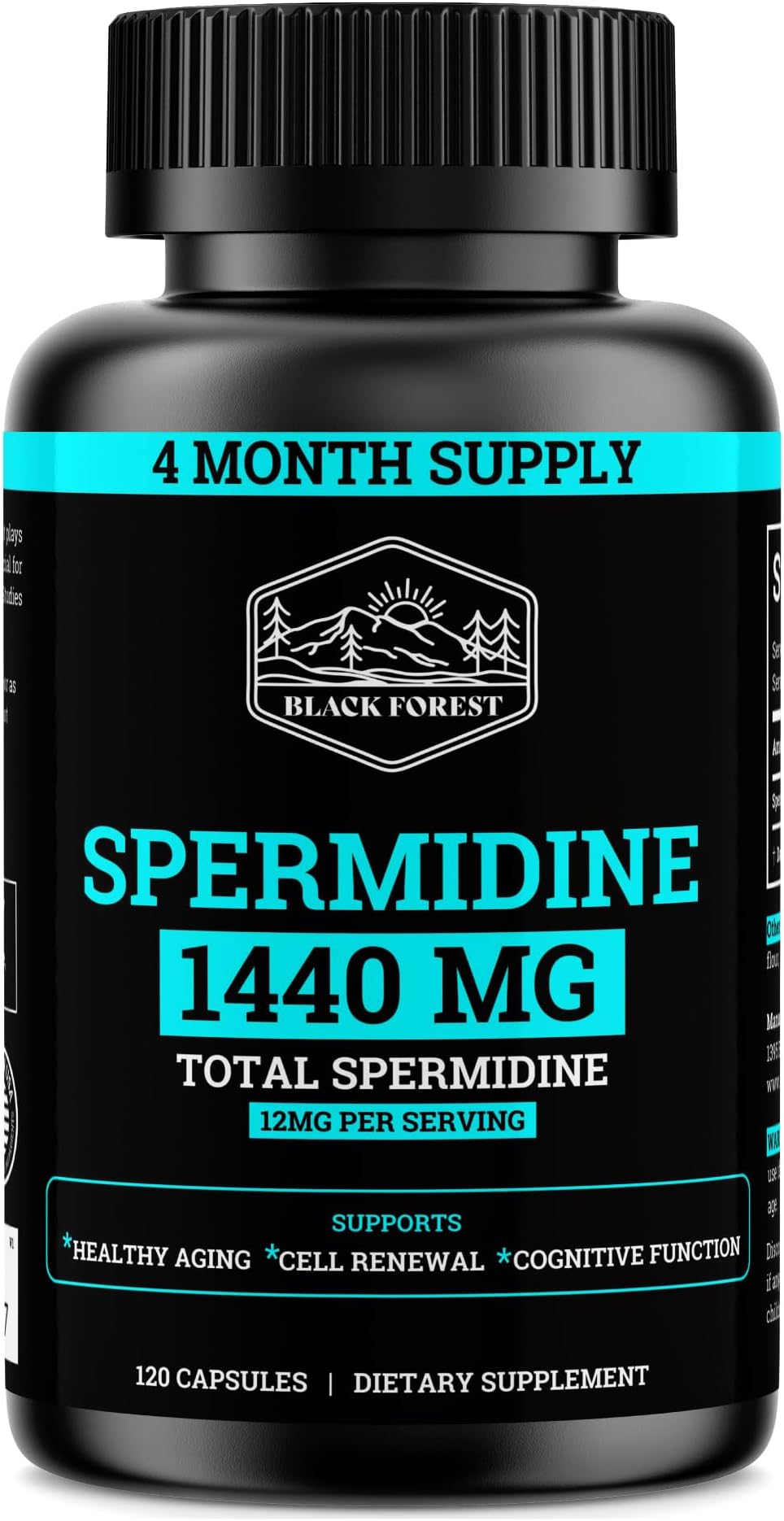Spermidine Supplement (1440mg of 99% Pure Spermidine Supplements For Women & Men) 4 Months Supply (100X More Potent Than Wheat Germ Extract) 12MGS Per Serving For Cellular Health, Anti-Aging & Energy