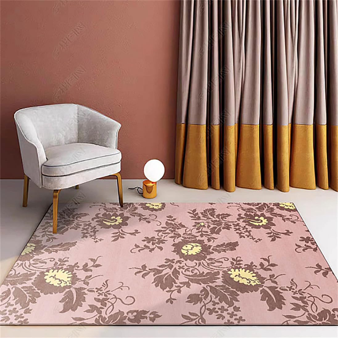 Tapis de chambre adulte 100x160cm rose et antidérapant pour lit