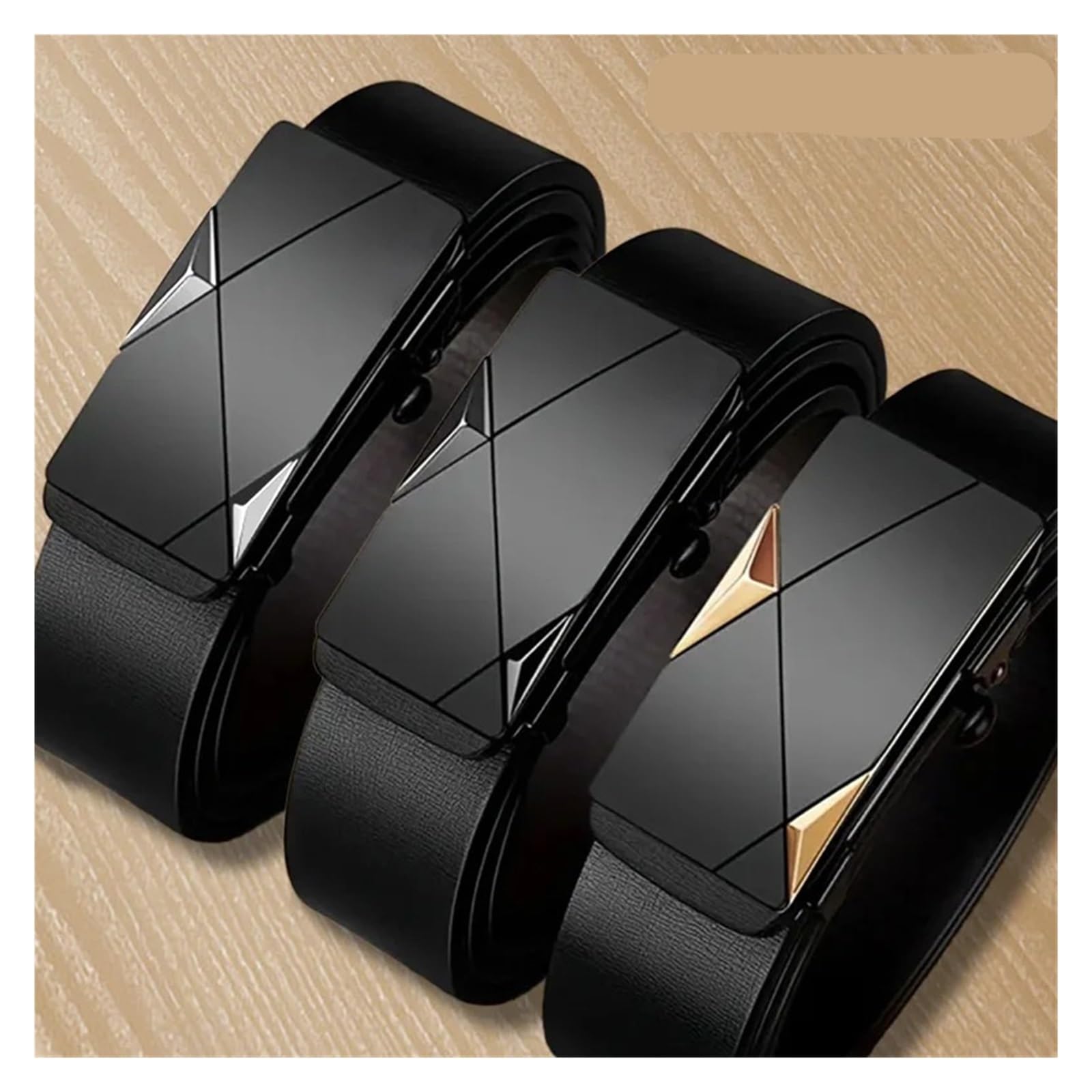Cinturones Hombre Cinturón de hombre cuero genuino con hebilla automática y ajuste aleatorio