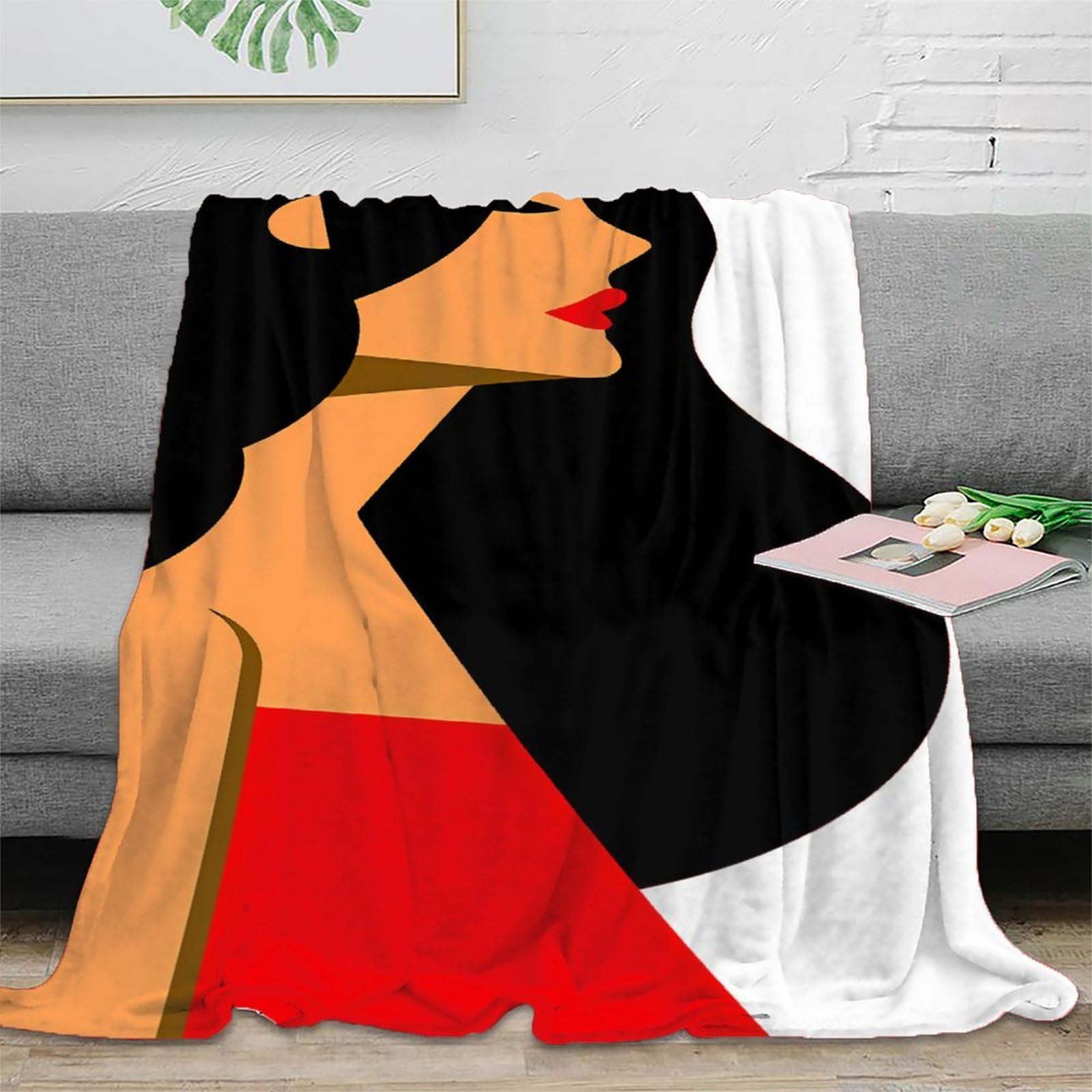 Couverture profil femme 3D en microfibre 150x200cm pour canapé