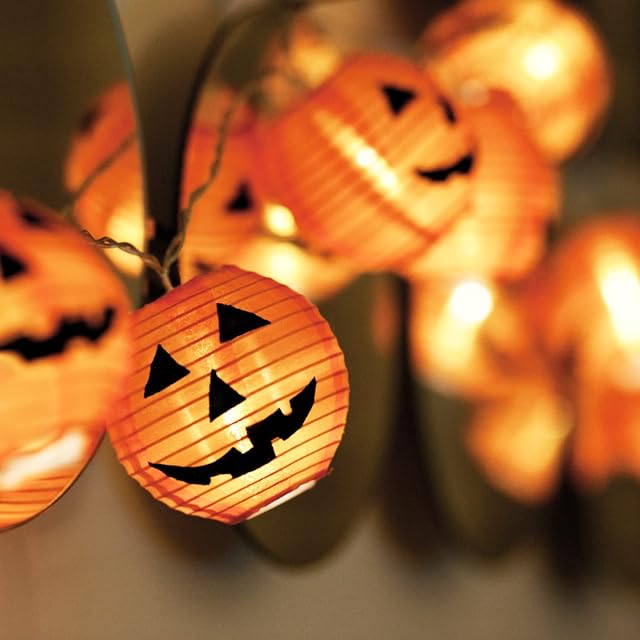 Jsdoin Halloween Lights,Lantern Pumpkin Halloween Decorations Fairy Lights 1.5M 10 Led Pumpkin Lanterns Battery Powered String Lights