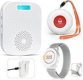 ChunHee Notrufknopf für Senioren Hausnotruf Intern Senioren Notruf Armband Empfänger Wiederaufladbar SOS Alarm für Geduldig Älterer Mann