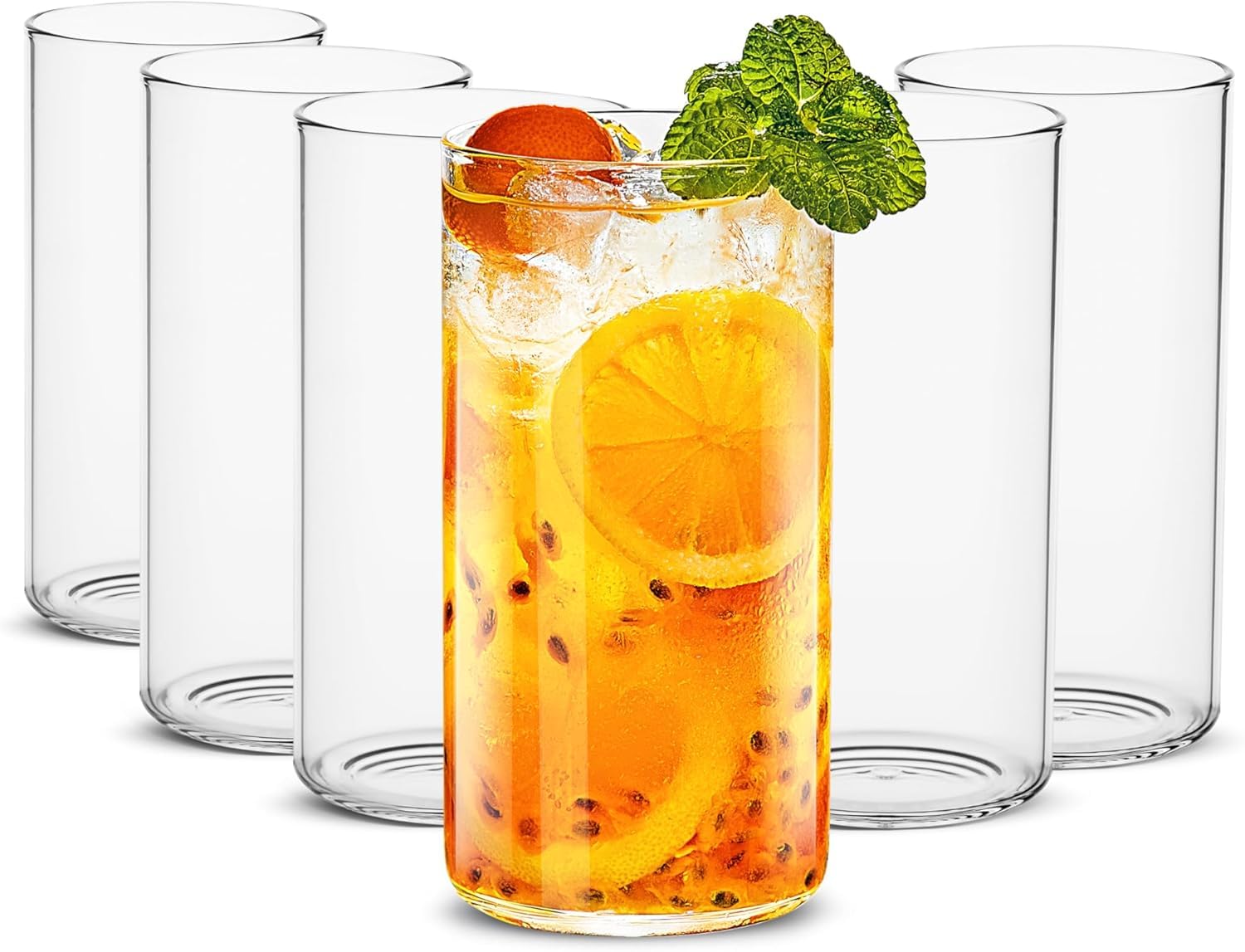 19oz Highball Glasses Set of 6 Thin Tall Drinking Glasses for Water Juice Beer and Cocktails Set of