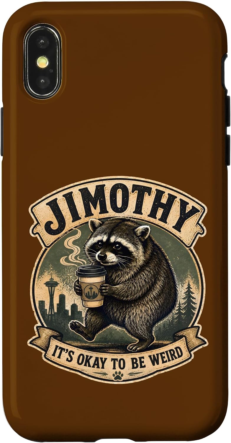 Jimothy Seattle Raccoon It’s Okay to Be Weird Coffee Art Case for iPhone 17 Pro Max image 5