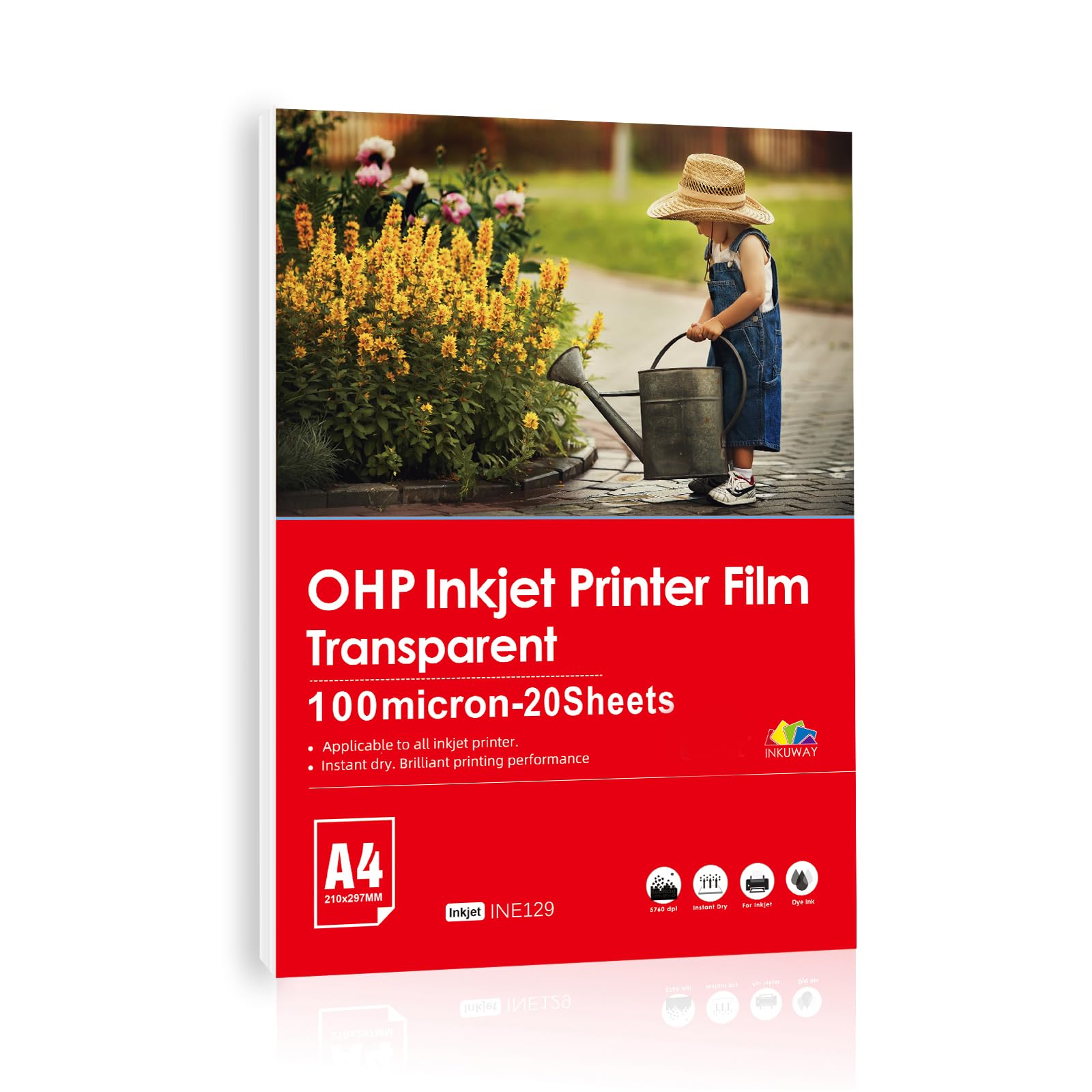 A4 Transparente Inkjet-OHP-Folie mit Senser Trip für Tintenstrahldrucker, 20 Blatt, zur Verwendung beim Bild- und Designdruck