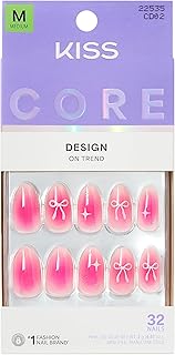 CORE, Press On Nails, Nail glue included, 'My Time', Pink, Medium Size, Almond Shape, Includes 32 Nails, 2g Glue, 1 Manicure Stick, 1 Mini File