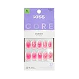KISS CORE, Press On Nails, Nail glue included, 'My Time', Pink, Medium Size, Almond Shape, Includes 32 Nails, 2g Glue, 1 Manicure Stick, 1 Mini File