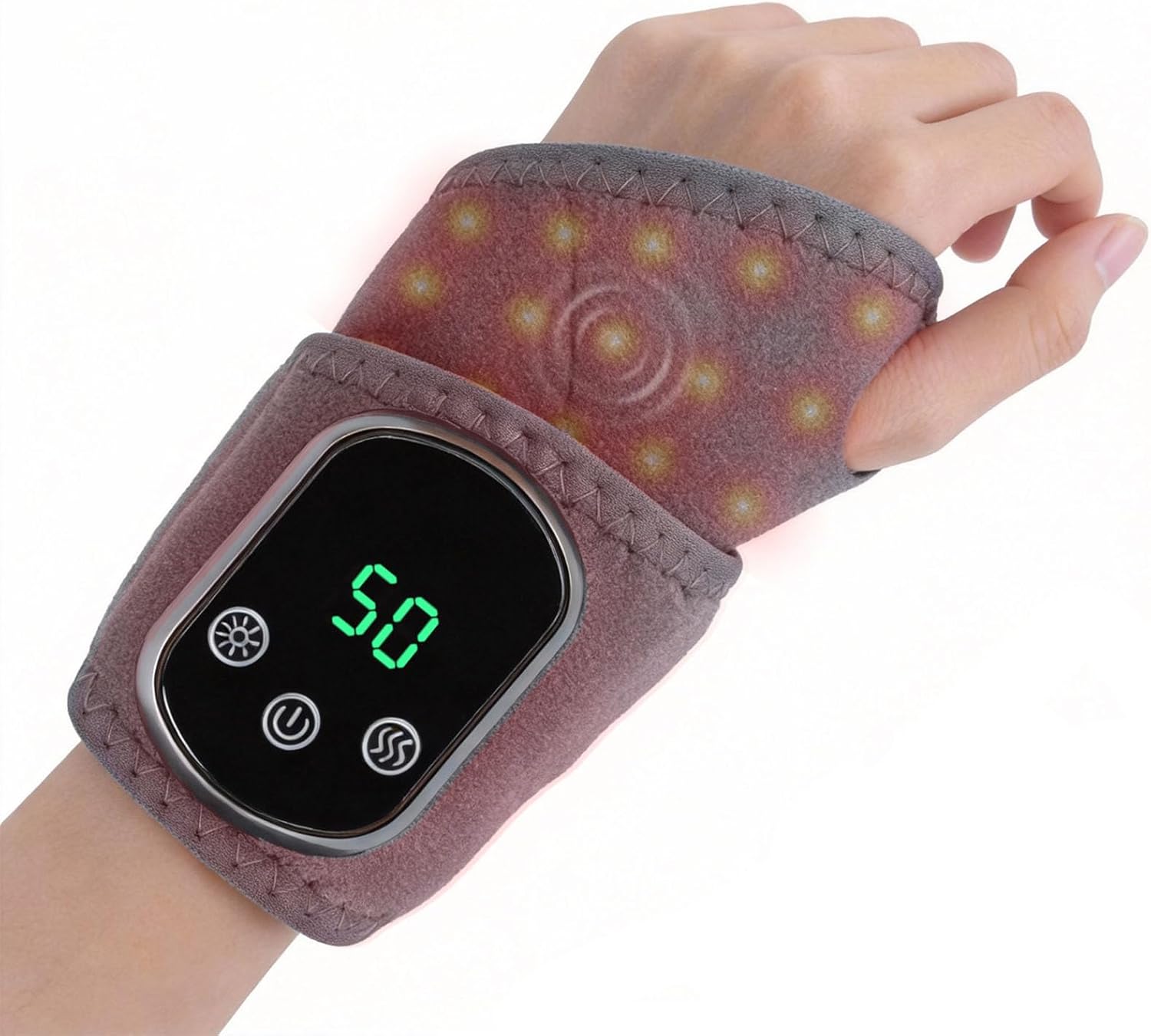 Cordless Wrist Massager with Heat & Vibration, Rechargeable Heated Wrist Brace, Red Light for Carpal Tunnel/Arthritis, Portable for Office/Travel/Gym, Left/Right Hand Universal, Gifts for Men Women