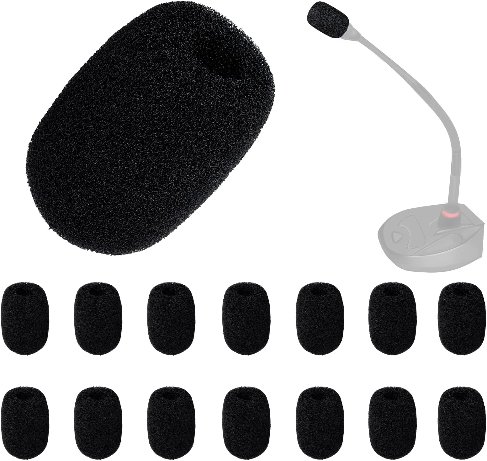 Luter 15pcs Mini Foam Microphone Windscreens, High Density Foam Mic Covers for Headset Protection for Lavalier Microphones (Black)