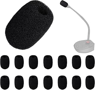 LUTER 15pcs Mini Foam Microphone Windscreens, High Density Foam Mic Covers for Headset Protection for Lavalier Microphones (Black)