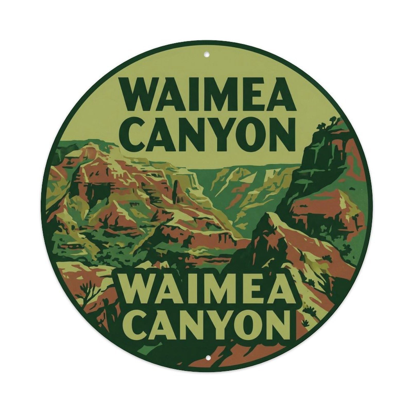 Waimea Canyon Hawaii Tropical Trail Rainforest Metal Tin Sign