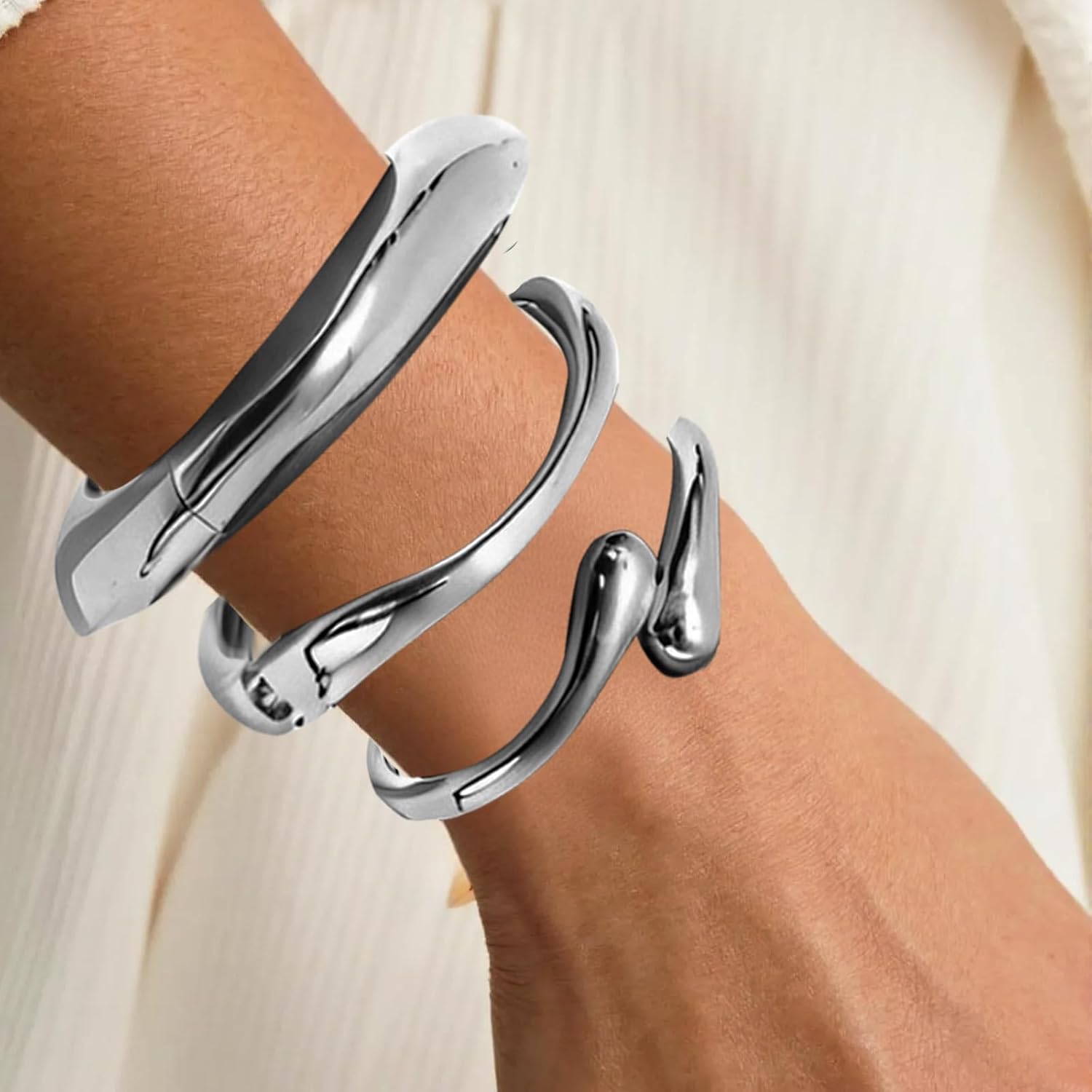 KUANG! Gold Bangle Bracelets Set for Women 14k Plated Chunky Stackable Bangles Trendy Cuff Bracelet Stack Jewelry Gifts - Image 4