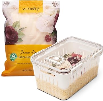 wisedry Silica Gel for Drying Flowers 8 LBS 3.6KG & Flower Drying Container Box Kits Bundled Products