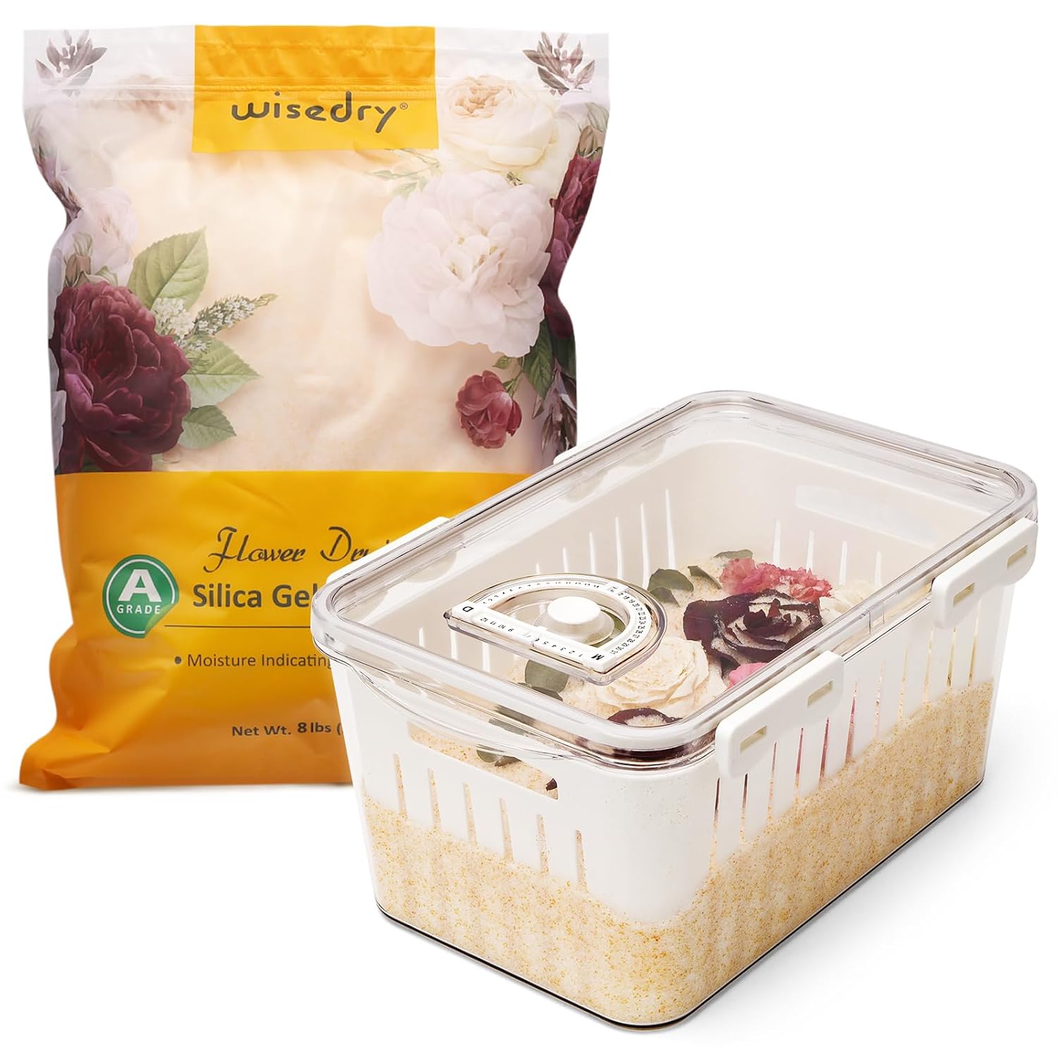 wisedry 8 LBS Silica Gel Flower Drying Crystals + Flower Drying Box