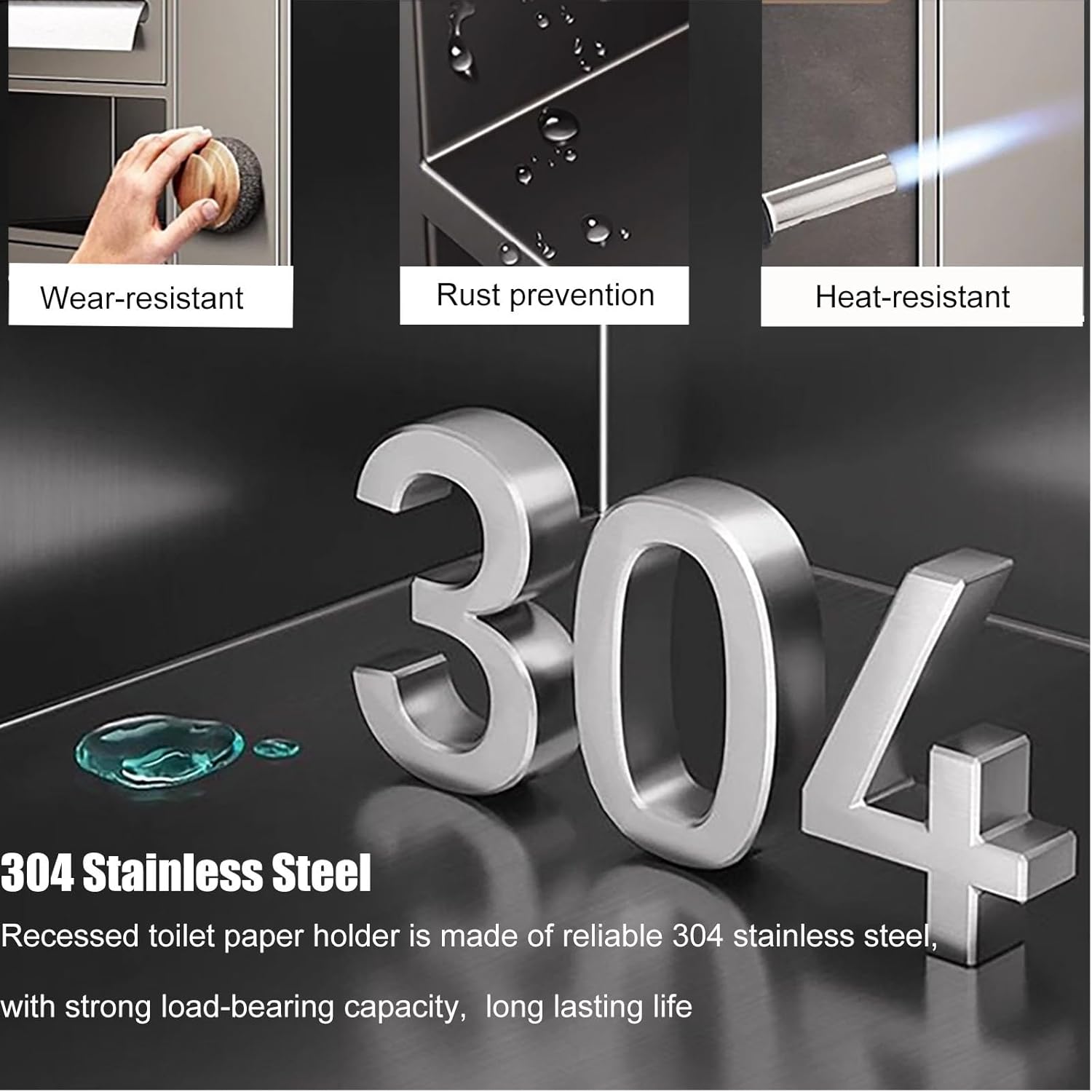 Small Bathroom Recessed Trash Can Toilet Paper Holder Combo Wall Niche, Tileable Hidden Shower Niche, Space-Saving Storage Niches(White)