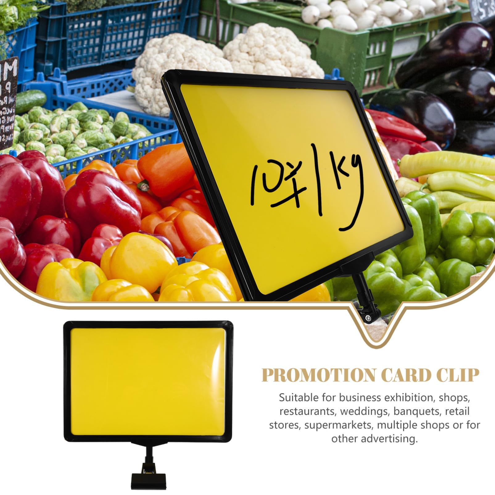SHINEOFI 10 Piezas De Supermercado Abrazadera De Etiqueta Titular De La Pantalla De Mini Carteles De Pizarra Expositor De Precios Muestra De La Muestra Signos De Comida Abs