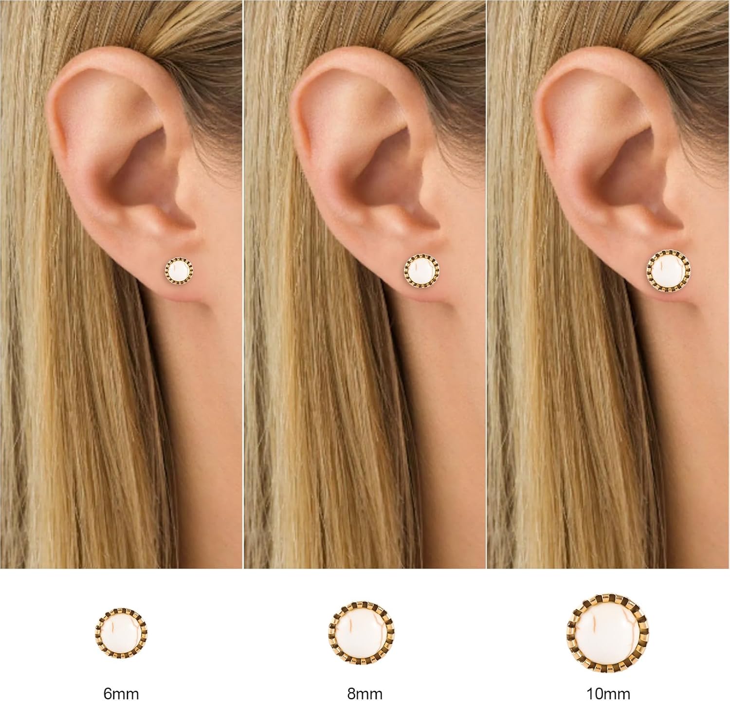 12 Pairs Multi Gemstone Turquoise Stud Earrings Stainless Steel Gem Stone Stud Earrings Set for Women - Image 6