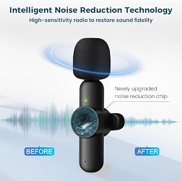 Mini Microphone for iPhone Android, 3 Wireless Lavalier Microphones