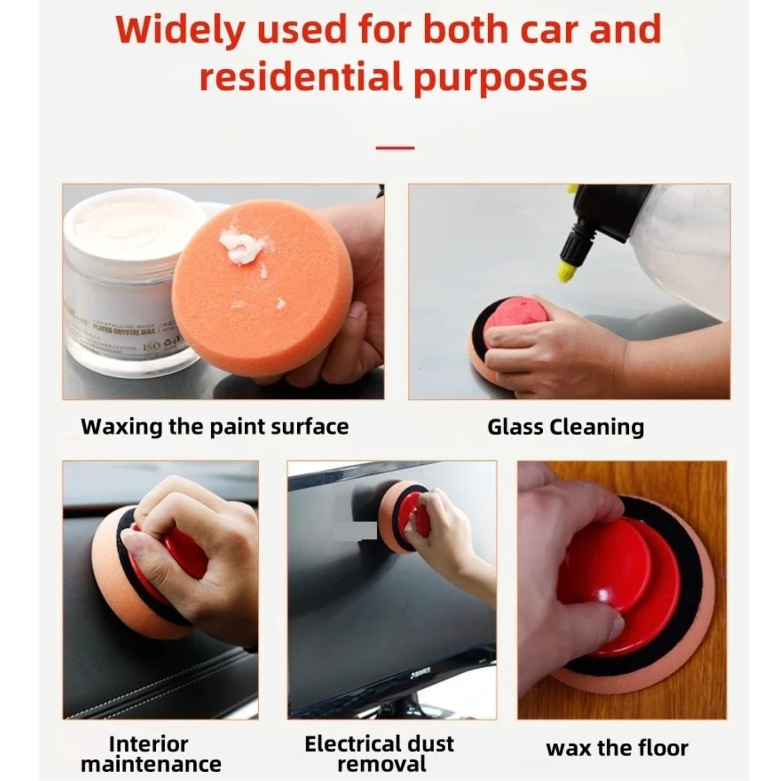 1/5pcsCar Specific Waxing Sponge With Handle