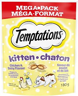 Temptations Kitten Cat Treats, Healthy Brain Development, Chicken & Dairy Flavour Mega-Pack, 180g Pouch (10 Pack)