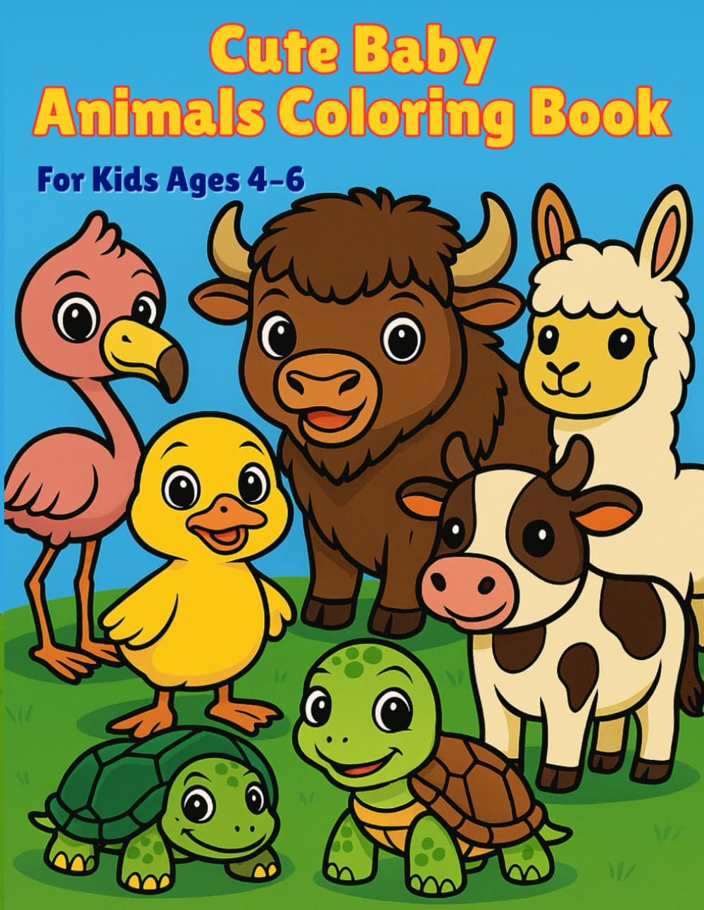 Cute Baby Animals Coloring Book – Bold & Easy Designs for Kids Ages 4–6: Fun and Simple Coloring Pages with Adorable Baby Animals (My First Cute Coloring Book)