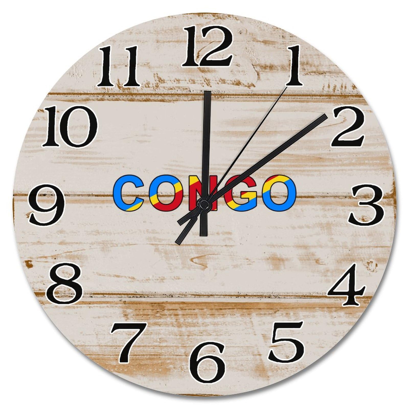 Horloge drapeau du Congo en bois, le cadeau idéal pour le salon