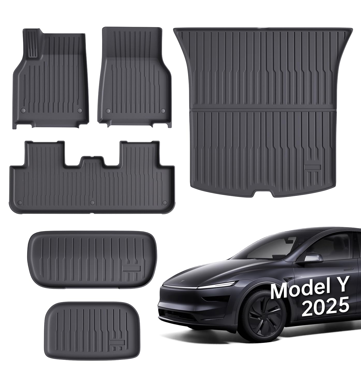 Wekar Floor Mats Fit for Model Y 2026-2025 Juniper 5-Seat - All Weather TPE Front Rear Cargo Sub-Trunk