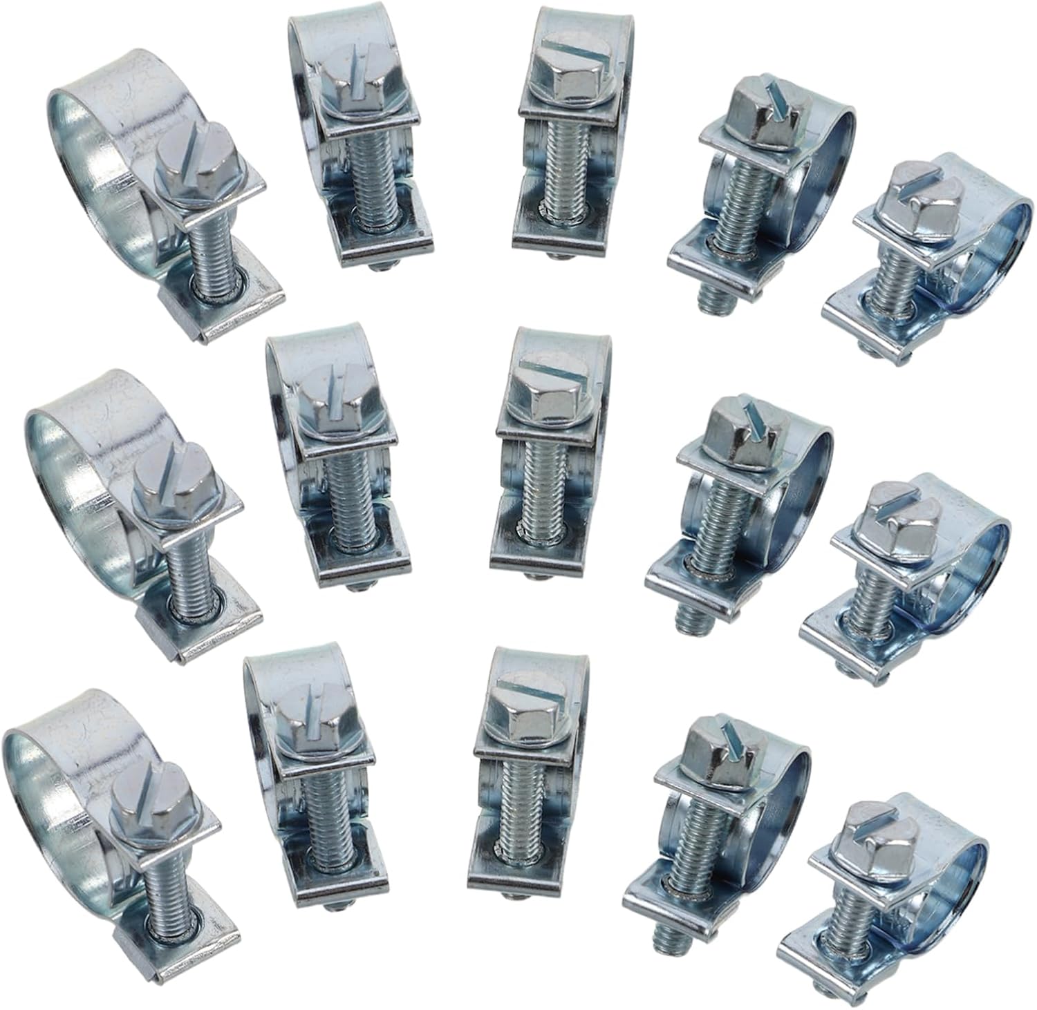 Sosoport 50pcs Versatile Hose Clamp Assortment Galvanized Double Ear Clamp Kit for Pipe Hose Fastening