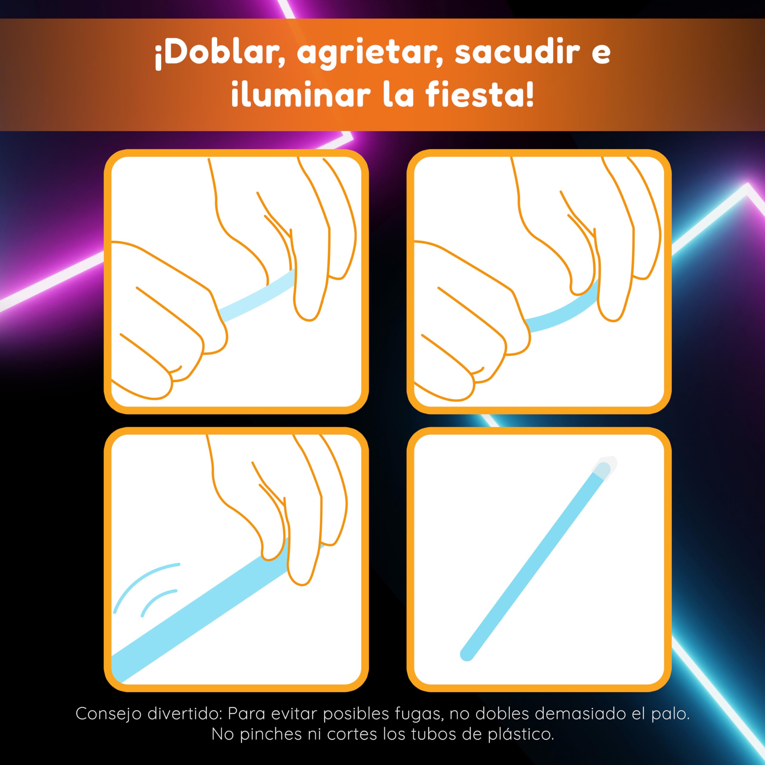 Glow Fever 8” (20.3cm) Barras Luminosas Fluorescentes - 1200 Uds Glow Sticks Bulk - Pulsera Luminosa Multicolor para Cumpleaños, Halloween y Boda - Accesorio de Fiesta