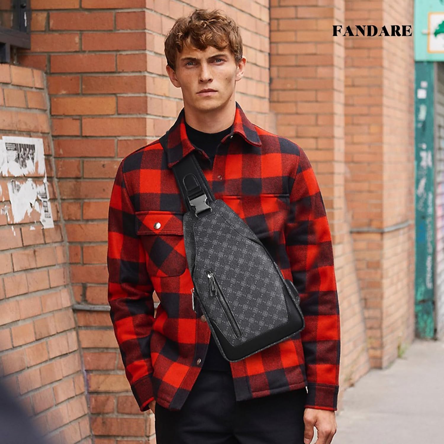 FANDARE Borstzak voor heren, ultralichte heuptas, sling, crossbody bag